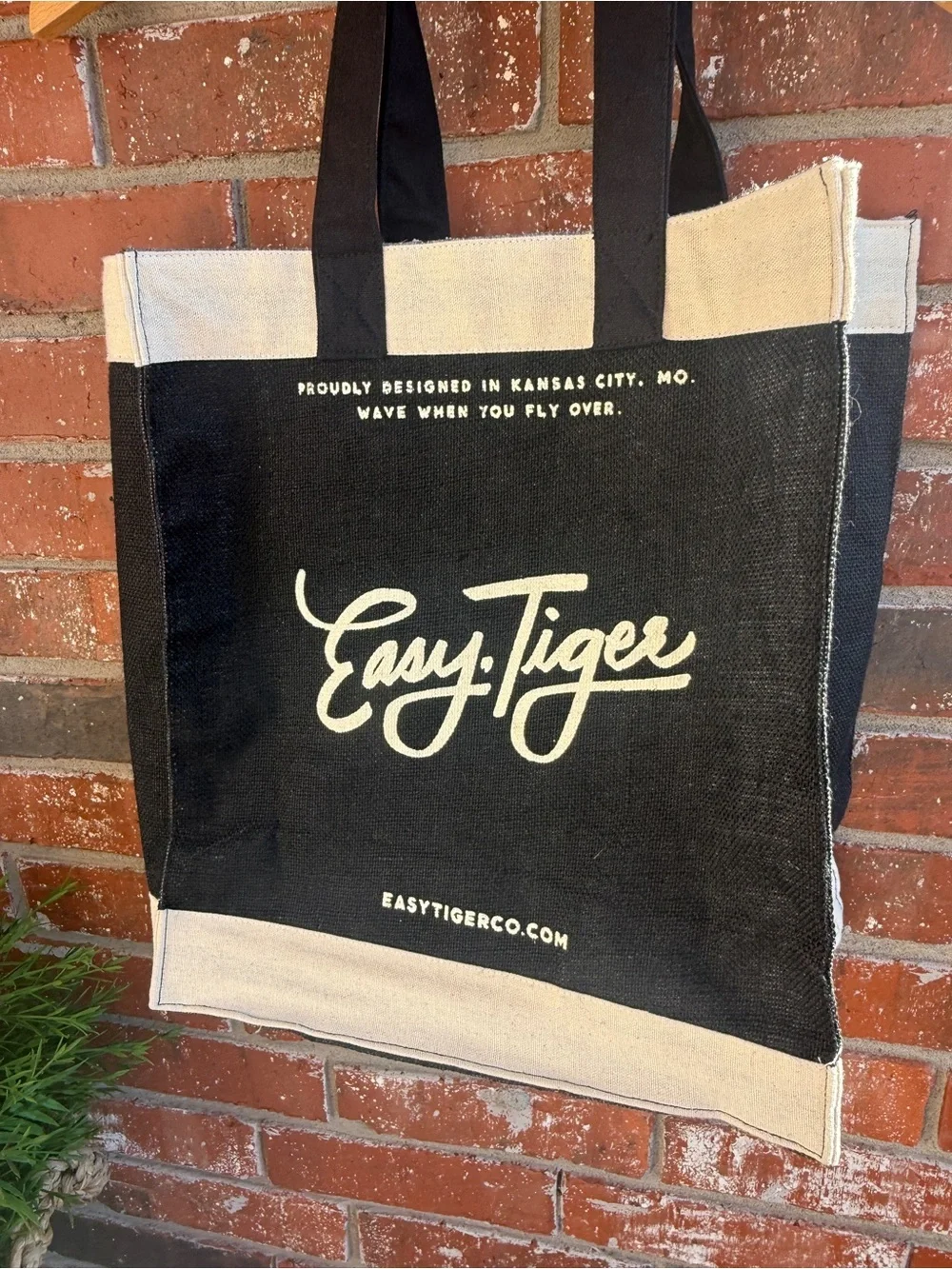 Easy- Tiger Black & Natural Canvas Tote Bag. SO FUN!